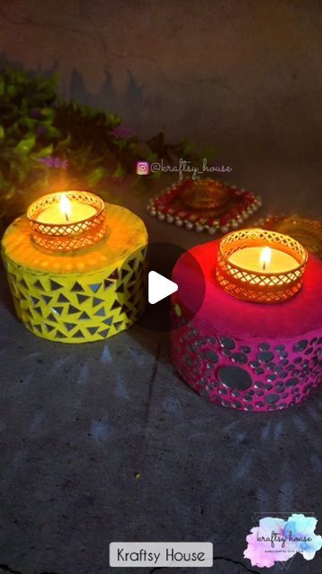 Kraftsy House By Vaishakhi 🧿 on Instagram: "DIY Tealight Holders from Waste Material! 🪔✨

I transformed an old tape roll into these beautiful tealight holders with a festive twist! What do you think of this new look? I'm in love with the final outcome! ❤️

Learn something new today and stay tuned with @kraftsy_house for more creative ideas!

If you enjoyed this, don’t forget to like, share, and save! ❤️

#reels #mosaic #mirrormosaic #mirrorart #viralexplorepage #artexplorer #arttherapyheals #diytutorial #trendingart #easydiy #diwali #diy #create #design #explore #explorepage #kraftsyhouse

[Mosaic, Mirror Mosaic, DIY, Best out of Waste, Diya Holders, Home Decor, Festive Decor, Diwali]" Mirror Mosaic Diy, Diy Best Out Of Waste, Diwali Decorations At Home, Diy Diwali Decorations, Waste Material, Diwali Diy, Mosaic Mirror, Trending Art, Mirror Mosaic