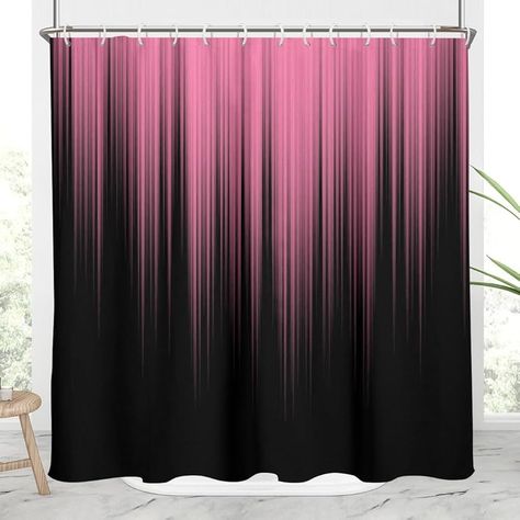 Amazon.com: AAtter Pink and Black Shower Curtain Ombre Abstract Gradient Girls Girly Cute Preppy Designer Women Teen Glam Two Tone Modern Art Unique Aesthetic Funny Home Bathroom Decor Bathtub Set, 72x72, Fashion : Home & Kitchen Pink And Black Bathroom Ideas, Blush Pink Bathroom Decor, Vivid Background, Pink And Black Bathroom, Apartment Shopping, Ombre Shower Curtain, Home Bathroom Decor, Black Shower Curtain, Black Living Room Decor