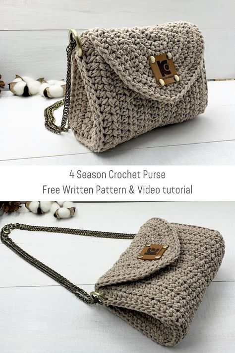 Crocheted Purse, Purse Patterns Free, Tas Mini, Crochet Purse Pattern Free, Free Crochet Bag, Purse Pattern, Bag Pattern Free, Crochet Pouch, Crochet Clutch