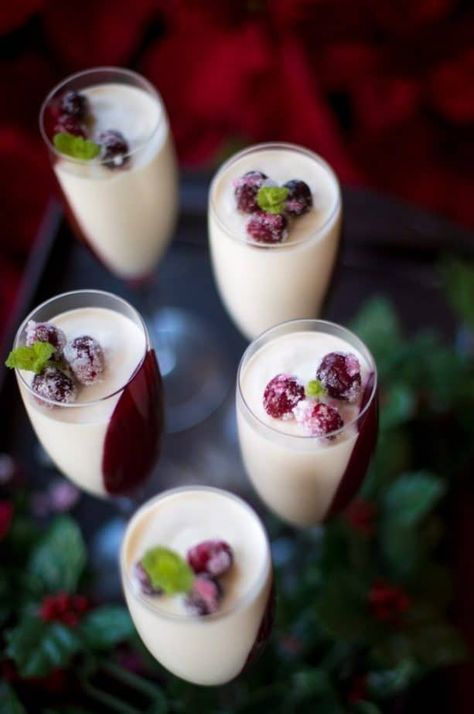 Cranberry Panna Cotta Make Ahead Dessert Recipe for Holidays Holiday Desserts Christmas Elegant, Christmas Panacotta, Elegant Christmas Food, Cranberry Panna Cotta, Decadent Desserts Elegant, Winter Desserts Fancy, Easy Gourmet Desserts, Pana Cotta Recipe Desserts, Gourmet Christmas Desserts