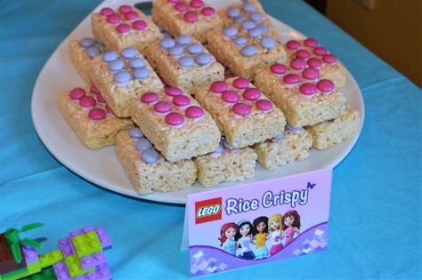 Tina awesome LEGO FRIENDS Party | CatchMyParty.com Lego Girls Birthday Party, Friends Birthday Party Ideas, Girls Lego Party, Lego Friends Birthday Party, Lego Friends Birthday, Lego Friends Party, Friends Birthday Party, Lego Themed Party, Lego Birthday Cake