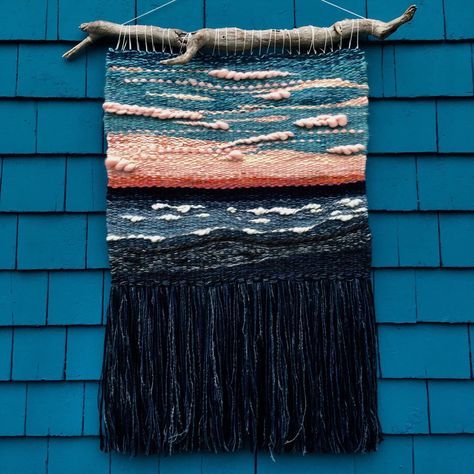 Sunset Tapestry Weaving, Woolly Thyme, Wooly Thyme, Sunset Tapestry, Simpul Makrame, Weaving Tapestry, Handwoven Tapestry, Yarn Wall, Yarn Wall Hanging