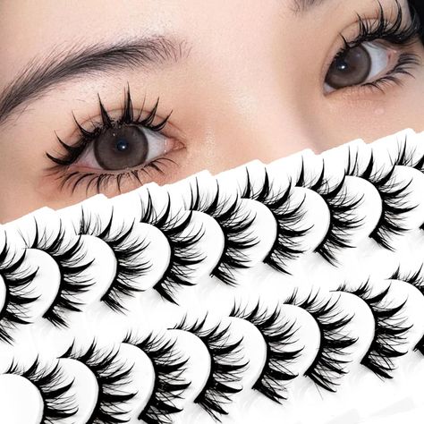 PRICES MAY VARY. Perfect for cosplay: Popular manga eyelashes with designed with 7 clusters slender spiky eyelashes and short and wispy eyelash fibers. Create a cute Japanese manga heroine makeup 12MM Natural look Eyelashes: The length is more suitable for makeup, and it is more natural and not awkward than other lengths of ordinary manga eyelashes. It is easier to make your eye makeup vivid and perfect. The natural and light length feels great for daily use. Cyberpunk/Gothic style：Manga eyelash Gyaru Lashes, Spiky Eyelashes, Fantasy Lashes, Anime Eyelashes, Doll Lips, Dr Makeup, Manga Eyelashes, Anime Lashes, 2024 List