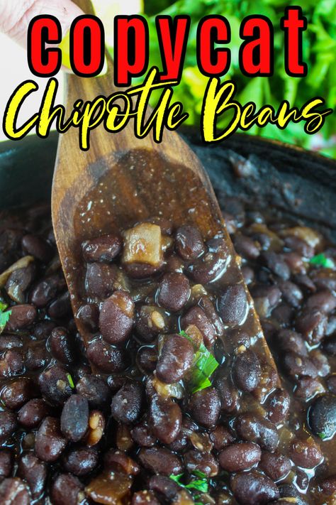 Chipotle Rice And Beans, Chipotle Copycat Beans, Spiced Black Beans, Black Beans For Burritos, Copycat Chipotle Black Beans Recipe, Smoked Black Beans, Chilis Black Beans Copycat, Black Beans Mexican Style, Restaurant Style Black Beans