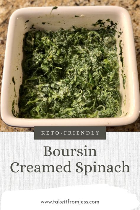 Creamed Spinach With Boursin Cheese, Boursin Cheese Recipes Healthy, Broccoli With Boursin Cheese, Boursin Cheese Recipes Broccoli, Boursin Cauliflower Bake, Fresh Spinach Recipes, Boursin Recipes, Boursin Cheese, Quick Side Dishes