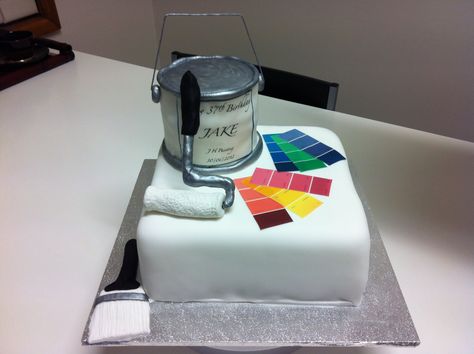 Birthday cake for a house painter Painter Cake Ideas Art Birthday, Painter Cake Ideas, Painter Cake, House Painter, Painter And Decorator, 50th Birthday Cake, Baking Blog, Cakes For Men, Paint Can