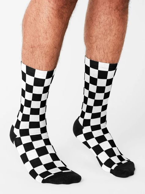 "Checkered squares black and white racing flag geometric retro pattern" Socks for Sale by PLdesign | Redbubble Checkered Pattern Design, Checkered Socks, Racing Flag, Black And White Socks, Checker Pattern, Pattern Socks, Sock Patterns, Patterned Socks, Retro Pattern