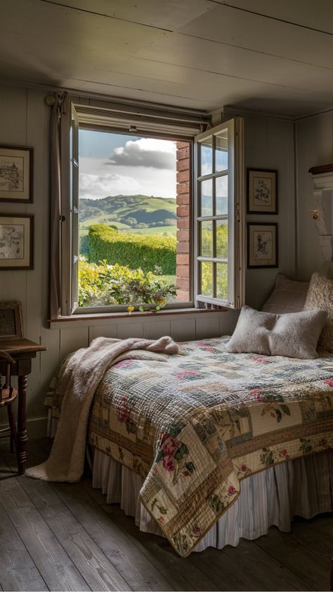 British Countryside bedroom British Country Home Interiors, British Country Bedroom, Country Cottage Interiors Bedroom, Cotswolds Bedroom, Cottage Interiors Bedroom, English Cottage Style Bedroom, English Countryside Bedroom, British Bedroom, Countryside Bedroom