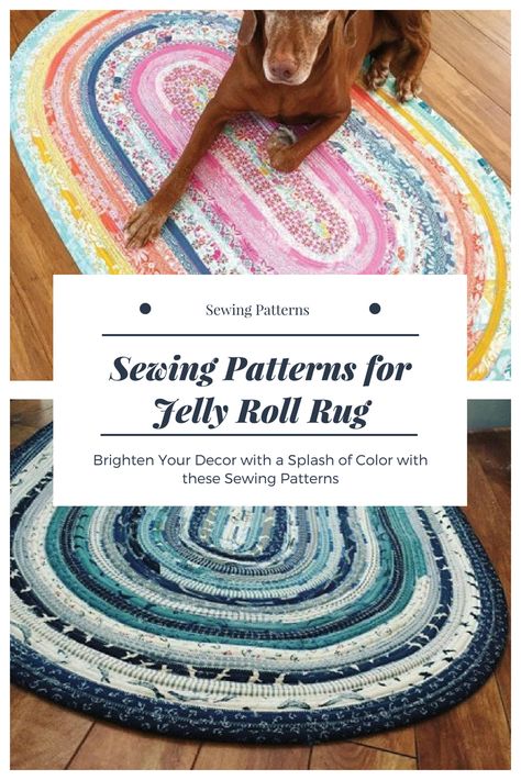 Sewing Patterns for rugs Make a Colorful, Comfy Home Accent with this Jelly Roll Rug Sewing pattern! Rug Sewing Pattern, Rug Sewing, Jelly Roll Rug, Comfy Home, Fabric Basket Tutorial, Trendy Sewing Projects, Trendy Sewing Patterns, Rug Tutorial, Sewing Machine Cover