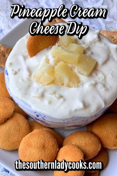 Pineapple cream cheese dip is only 4 simple ingredients and super easy to make! It's perfect for a summer gathering, refreshing on a hot day. Pineapple Dip Cream Cheese, Pineapple Cream Cheese Dip, Pineapple Dip Recipe, Pineapple Dip, Pineapple Cream Cheese, Savory Dips, Fruit Dips, Cooked Pineapple, Cream Cheese Recipes Dip