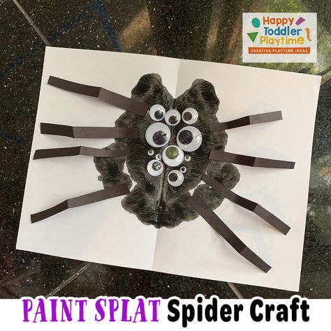 Easy Spider Craft - Happy Toddler Playtime Bug Themed Crafts Preschool, It’s Burst Spider Craft, Make A Spider Craft, Preschool Creepy Crawlers Theme, Spider Kindergarten Craft, Spiders Lesson Plans For Preschool, The Busy Spider Activities, Prek Spider Craft, Easy Spider Crafts For Preschool