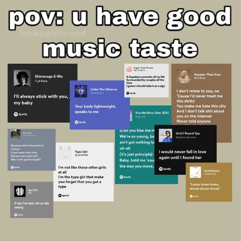 Nice Songs To Listen To, Good Music Taste Aesthetic, Good Music Taste Playlist, Pov You Have Good Music Taste, Best Music Taste, Good Music Taste, Good Taste In Music, Song Recs, Playlist Names Ideas