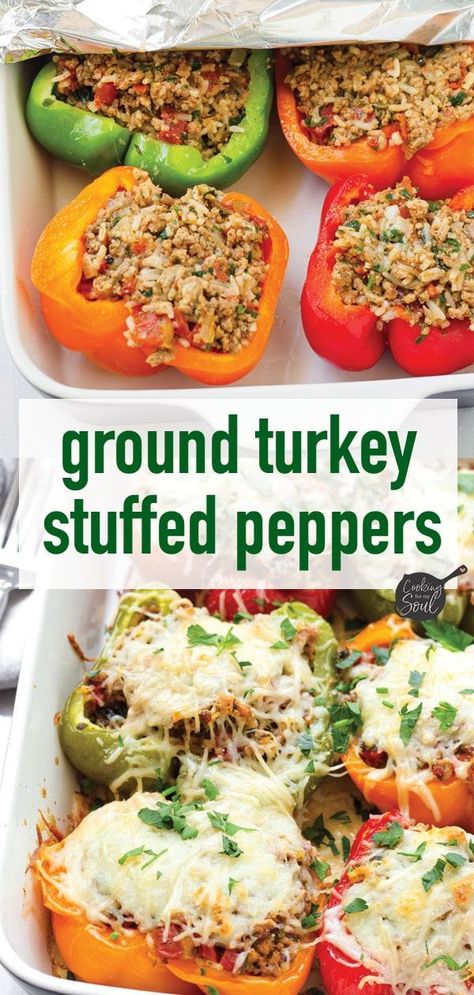 Stuffed Peppers Ground Turkey, Stuffed Bell Peppers Turkey, Ground Turkey And Rice, Bell Peppers Stuffed, Turkey Stuffed Peppers, Turkey And Rice, Ground Turkey Stuffed Peppers, Ground Turkey Recipes Easy, Ground Turkey Recipes Healthy