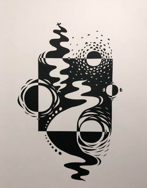 Asymmetrical Balance Drawing, Balance Drawing, Notan Design, Asymmetrical Balance, Notan Art, Negative Space Art, Black And White Designs, Balance Art, Geometric Design Art