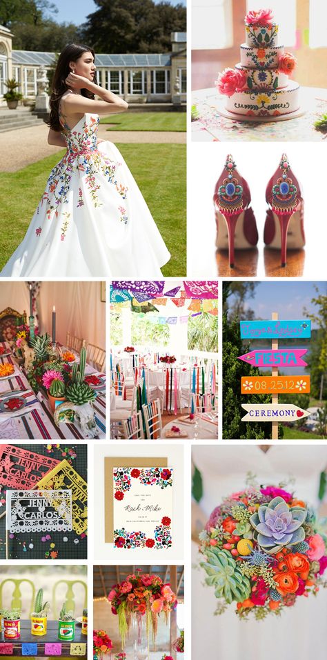 Folk Art Wedding, Mexican Theme Wedding, Wedding Bridesmaid Bouquets, Sassi Holford, Mexican Themed Weddings, Inspiration Moodboard, Blossom Wedding, Fiesta Wedding, Mexican Party Theme