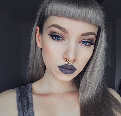 Stunning @_missbo wearing 'Cement' Velvetine Available on limecrime.com #limecrime #velvetines Grey Lipstick Makeup, Grey Lipstick, Gray Hair Pixie Cuts, Grey Makeup, Short Spiky Hairstyles, Short Grey Hair, Glamorous Makeup, Short Hair Color, Ombre Hair Color