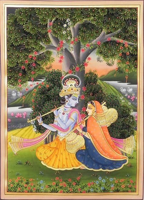 Radha Krishna Rhada Krishna, Kangra Painting, Pichvai Painting, Rajasthani Miniature Paintings, Bani Thani, Mughal Miniature Paintings, Radha And Krishna, Rajasthani Painting, Indian Traditional Paintings