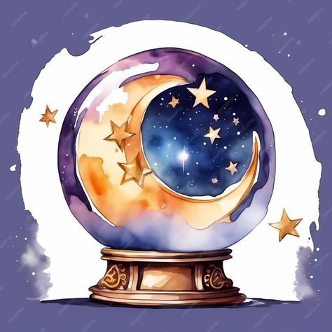 Premium Photo | Astrologer magic crystal ball Watercolor hand painted illustration Crystal Ball Watercolor, Magic Ball Illustration, Magic Ball Drawing, Crystal Ball Painting, Crystal Ball Drawing, Crystal Ball Illustration, Crystals Illustration, Crystal Ball Art, Dark Tower Tattoo