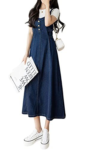 Long Skirt Denim, Denim Dress Casual, Jeans Dresses For Women, Long Denim Dress, Estilo Hijab, Jean Jumper, Sleeveless Denim Dress, Denim Jean Dress, Denim Maxi Dress