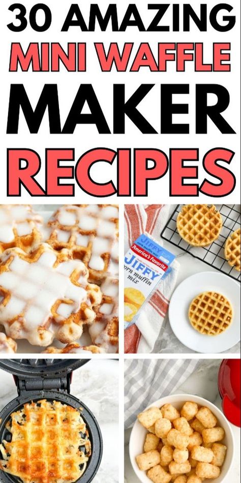 Easy Mini Waffle Recipe, Mini Waffle Iron Recipes Easy, Pancake Maker Recipes, Waffle Maker Recipes Breakfast, Waffle Iron Recipes Easy, Mini Waffle Maker Recipes, Mini Waffle Recipe, Breakfast Waffle Recipes, Waffle Snacks