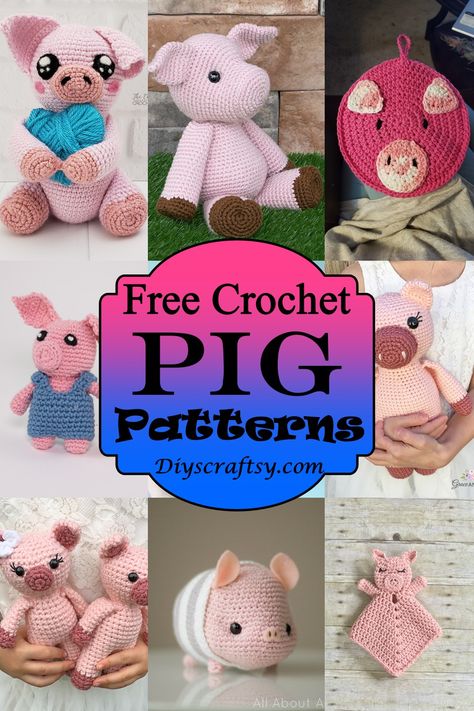 Crochet Farm Animals, Ravelry Crochet, Crochet Pig, Crochet Best, Crochet Animals Free Patterns, Cute Pig, Crochet Butterfly, Crochet Amigurumi Free, Crochet Stitches For Beginners