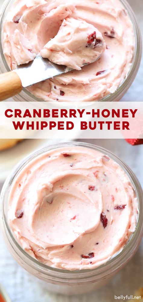 Cranberry Honey Butter, Cranberry Honey, Cranberry Butter, Butter Recipes Homemade, Flavored Butter Recipes, Honey Butter Recipe, Homemade Things, Whipped Butter, Flavored Butter