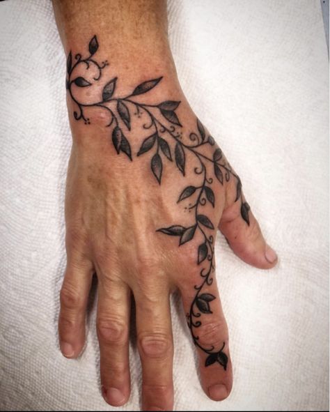 Leave Hand Tattoo, Sleeve To Hand Tattoo, Hand Flower Tattoo Men, Floral Hand Tattoo Men, Arm To Hand Tattoo Men, Branch Hand Tattoo, Vines Hand Tattoo, Leaves Hand Tattoo, Tattoo Ideas For Hand