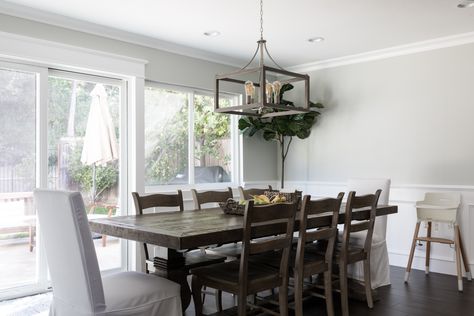 If you're searching for a "true" gray paint color, look no further. This helpful list is just what you need. True Grey Paint Color, Ideas For Walls, Chair Rails, Best Gray Paint Color, Gray Paint Colors, Light Grey Paint Colors, Dining Room Accent Wall, Dark Grey Paint, Dining Room Paint Colors