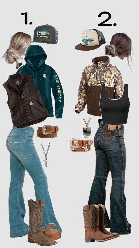 Cold weather fits Country Outfits With Ripped Jeans, Carhartt Women Outfits Hoodie, Cold Weather Country Outfits, Winter Country Girl Outfits, Punchy Cowgirl Outfits, Western Cold Weather Outfit, Pbr Outfit For Women Winter, Cold Weather Western Outfits, Western Outfit Winter