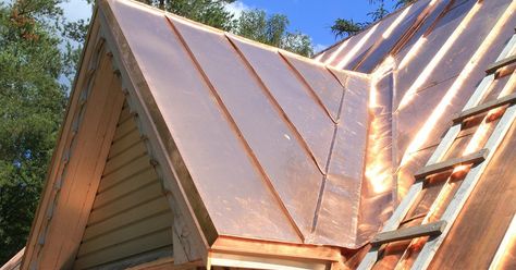 Faux Copper Metal Roofing - The Color Of Copper At The Price Of Metal Copper Roof House, Copper Metal Roof, Copper Awning, Metal Roof Houses, Metal Roof Colors, Zinc Roof, Copper House, Exterior House Colors Combinations, Roof Ideas