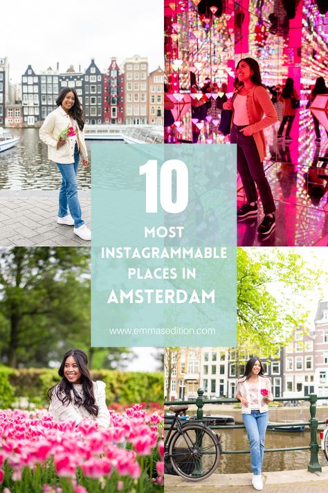 Most Instagrammable Places In Amsterdam, Photo Ideas In Amsterdam, Amsterdam Ig Pics, Amsterdam In April Outfits, Amsterdam Instagram Spots, Amsterdam Girls Trip, Amsterdam Pictures Ideas, Amsterdam Spring Outfit, Amsterdam Instagram Pictures