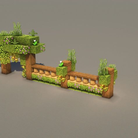 Minecraft Garden Wall Designs, Minecraft Building Ideas Storage Room, Minecraft Botania Mod, Minecraft Building Ideas Walls, Minecraft Staircase Design Outside, Parrot Minecraft Build, Minecraft Greenery Ideas, Medieval Fence Minecraft, Minecraft Stone Fence