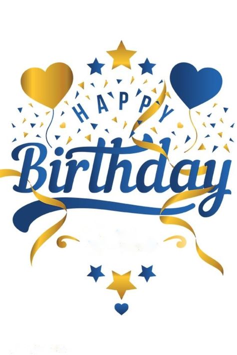 Happy Birthday Greeting READY TO PERSONALIZE Blue and Gold with hearts and ribbon. O.K. for man. Happy Birthday Wishes Aunt, Happy Birthday Wishes For Him, Cool Happy Birthday Images, Happy Birthday For Him, Happy Birthday Wishes Messages, Birthday Wishes For Him, Happy Birthday Wishes Cake, Happy Birthday Wishes Images, Birthday Wishes Messages