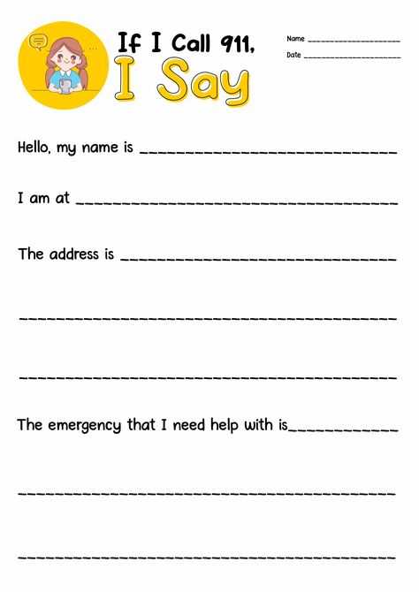 Emergency Numbers For Kids, Emergency Worksheet, Safety At Home For Kids Worksheets, Safety Worksheets For Preschool, Safety Activities For Kids Preschool, Safety Worksheets For Kids, Safety Games For Kids, Safety Activities For Kids, Fire Safety Worksheets