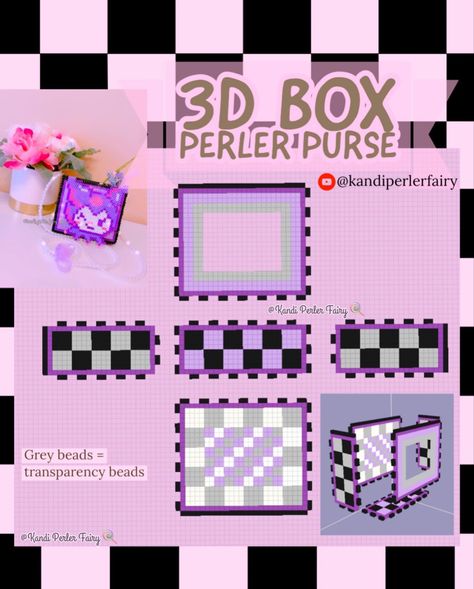 Memo Pad Design, Easy Perler Beads Ideas, 3d Perler Bead, Perler Bead Templates, Perler Crafts, Diy Perler Bead Crafts, Beads Ideas, Box Purse, Diy Perler Beads