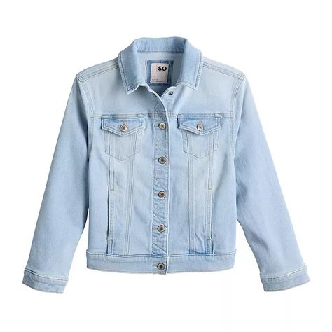 Discover great products at the best prices at Dealmoon. Girls 6-20 SO® Relaxed Denim Jean Jacket in Regular & Plus. Price:$10.80 at Kohl's Winter Jeans Jacket, Light Jean Jacket, Light Blue Jean Jacket, Jean Jacket For Girls, Winter Jeans, Jeans Jacket, Kids Items, Denim Jean Jacket, Versatile Style