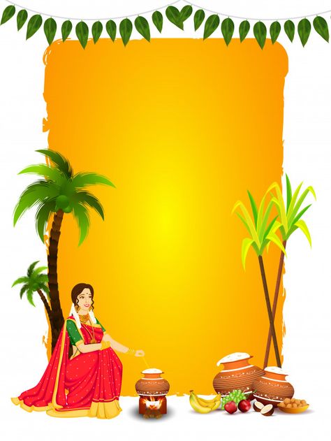 Beautiful woman stirring rice in mud pot... | Premium Vector #Freepik #vector #tree #card #leaf #woman Happy Pongal In Tamil, Pongal Festival Images, Pongal Wishes In Tamil, Sankranthi Wishes, Pongal Images, Happy Pongal Wishes, Farmer Painting, Happy Sankranti, Pongal Celebration