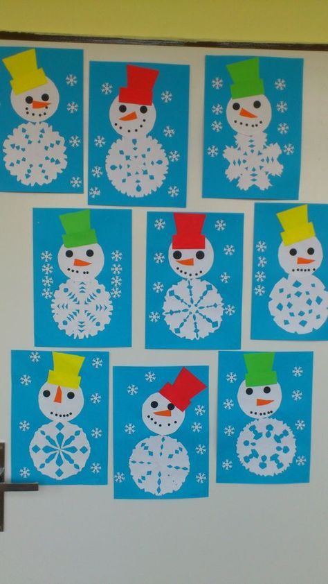 Infant Crafts, Juleverksted For Barn, Kids Handicraft, Snowflake Snowman, January Crafts, Snowman Craft, Snowflake Craft, Christmas Worksheets, Winter Kindergarten