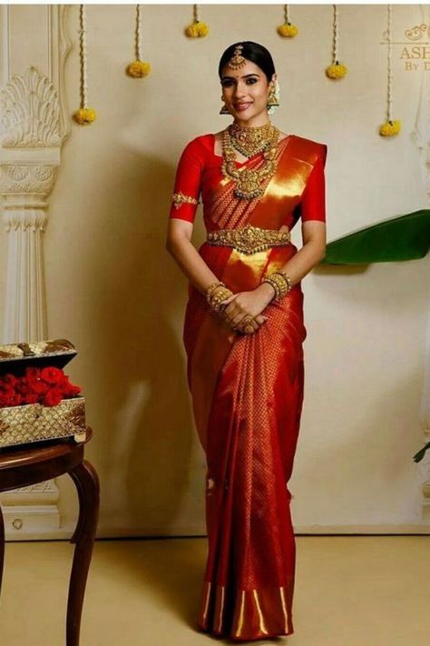 Top 15 South Indian Bridal Saree Unique Wedding Saree, South Indian Bridal Look, Indian Bridal Look, Red Saree Wedding, Kerala Wedding Saree, Telugu Bride, South Indian Wedding Saree, South Indian Bride Saree, Bride Saree