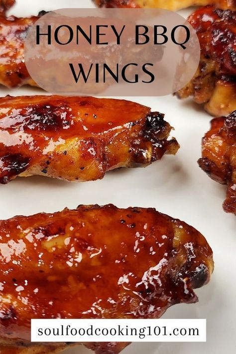 This easy recipe for oven baked Honey BBQ Wings yield crispy, sticky and tasty wings. I hope you give this recipe a try. For the printable recipe visit:  https://soulfoodcooking101.com/best-baked-honey-bbq-wings/ Honey Baked Chicken Wings, Honey Wings Recipe Oven Baked, Honey Bbq Wing Sauce, Honey Bbq Chicken Wings In The Oven, Easy Bbq Wings In Oven, Honey Bbq Wings Baked, Best Chicken Wings Recipe Baked, Oven Wings Recipe, Bbq Wings In Oven