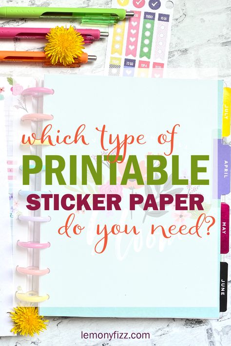 What is the best printable sticker paper to use when making planner stickers? Which type of sticker paper is best for decals? Can you print on vinyl with a regular printer? Cricut Sticker Paper, Printable Vinyl Sticker Paper, Printable Sticker Paper, How To Make Planner, Sticker Printer, Creative Planner, Weekly Planner Template, How To Make Stickers, Stationery Organization