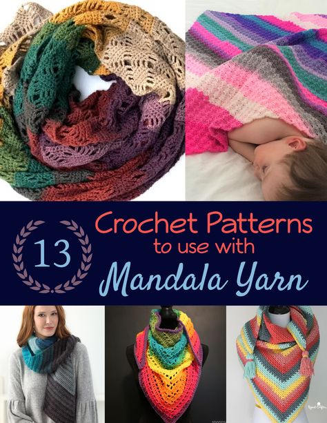 13 Crochet Patterns using Mandala Yarn (or Similar Yarn) – Crazy Q Crafts | Mandala Yarn - Caron Cakes - Cupcake Yarn - Colorful - Crochet Patterns - Crochet - Crochet Rug - Blankets - Shawls - Scarves - Hat - Cowls Caron Cake Crochet Patterns, Lion Brand Mandala Yarn, Crazy Crochet, Crochet Cowl Free Pattern, One Skein Crochet, Mandala Yarn, Gif Disney, Hats And Scarves, Crochet Cowl Pattern