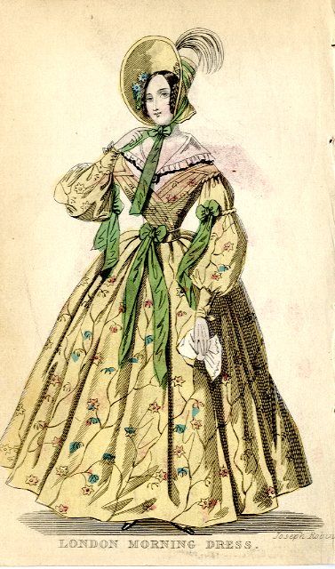 Morning dress, English, 1836 1840 Fashion, 1830s Dress, Drag Clothing, 1820s Fashion, Western Womens Fashion, 1830s Fashion, Patterns Of Fashion, Morning Dress, Romantic Era