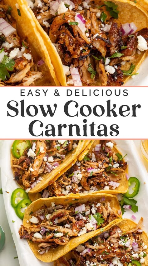 Crock Pot Pork Tacos Carnitas, Pork Shoulder Tacos Crockpot, Ranch Pork Loin Crock Pot, Aldi Pork Carnitas Slow Cooker, Pork Tacos Crockpot Carnitas, Pork Loin Carnitas Slow Cooker, Group Crockpot Meals, Carnitas In Crockpot, Slow Cooker Carnitas Pork