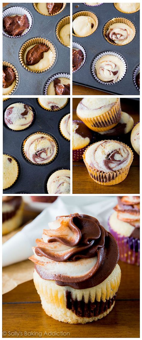 How to make Homemade Marble Cupcakes - get the recipe at sallysbakingaddiction.com Sully Cake, Marble Cupcakes, Cupcakes Homemade, Cake Mini, Savory Cakes, Think Food, Dessert Cupcakes, Yummy Cupcakes, Savoury Cake