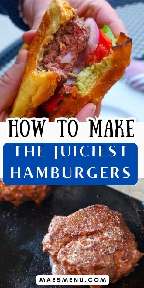 Do you wonder how to make the best juicy grilled hamburgers? Look no further for the complete list of EASY tips to follow to learn how to make tasty, mouthwatering hamburgers every time! You can make these burgers on the stove or the grill, making them a fantastic recipe to make year-round! Try it out today! #hamburgers #dinner #recipes Juiciest Hamburgers Ever, Restaurant Style Burgers, Quick Summer Dinners, Hamburgers On The Stove, Juicy Hamburger Recipe, Grilled Hamburger Recipes, Best Grilled Burgers, Juicy Burger Recipe, Grilled Hamburgers