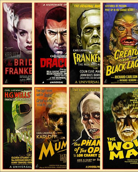 Can't choose one? Get all 8 of the Universal Monsters posters in one click for $90 and you'll save $22!! Frankenstein, The Bride, Wolf Man, Invisible Man, Dracula, The Creature, The Mummy, The Phantom all shipped in a solid 13x4 inch mailing tube. * High Quality Digital Art Print * approx. 12″ x 18″ * Matte Finish * Colors may slightly vary from image shown * Frame not included **Do not dry-mount prints - Doing so will result in damage** Classic Movie Monsters Art, Classic Universal Monsters, Vintage Dracula Poster, The Mummy Universal Monsters, Universal Monsters Dracula, Classic Horror Posters, Universal Monsters Movie Posters, Universal Monsters Posters, Vintage Monster Movie Posters