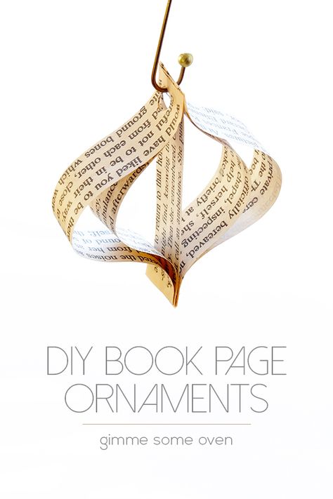 DIY (Easy!) Book Page Ornaments -- a step-by-step tutorial for cute ornaments that can be made in minutes! | gimmesomeoven.com #christmas Book Page Ornaments, Easy Wedding Diy, Diy Christmas Paper, Book Christmas Tree, Cute Ornaments, Paper Decorations Diy, Old Book Crafts, Diy Christmas Garland, Paper Christmas Ornaments