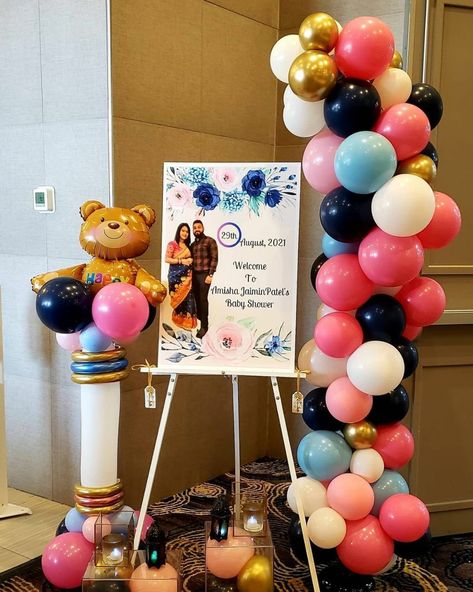 #babyshower2021 #chicagoeventplanners #Chicagoeventdecorator #eventdecoration #neutralbabyshowerentrancedecor #balloondecoration #balloonteddybearballooncolumn #entrance arch God Bharai Indian Decoration, Baby Shower Entry Ideas, Birthday Entrance Decor, Baby Shower Entrance Decor, God Bharai, Indian Baby Shower Decorations, Leaf Decor Wedding, Babby Shower, Entrance Arch