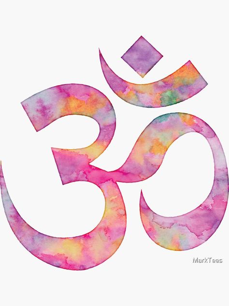 "Watercolor Om Ohm Yoga Symbol" Sticker for Sale by MarkTees | Redbubble Ohm Art, Watercolor Polaroid, Ohm Sign, Yoga Watercolor, Om Symbol Art, Yoga Painting, Yoga Symbol, Sanskrit Symbols, Aum Symbol